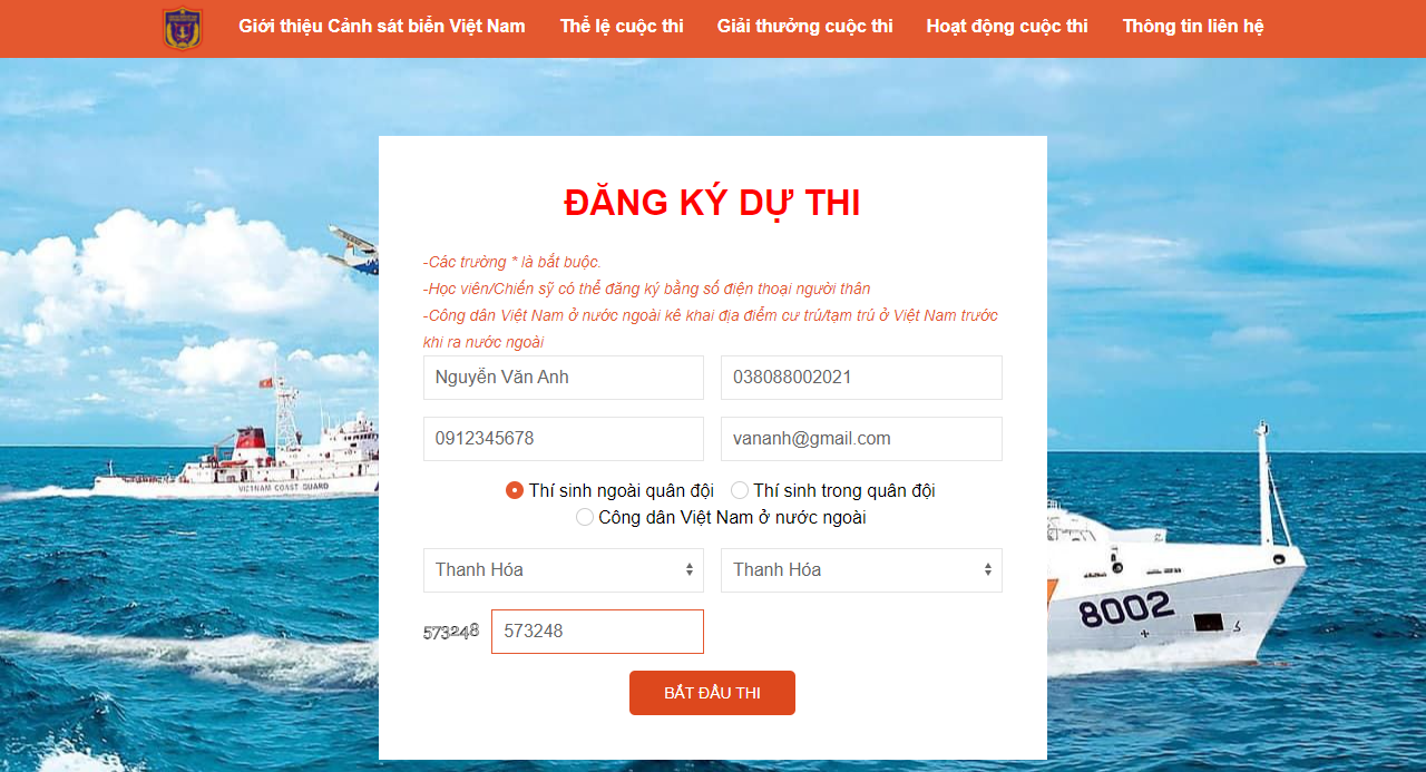 Cuộc thi trực tuyến “Tìm hiểu Luật Cảnh sát biển Việt Nam”